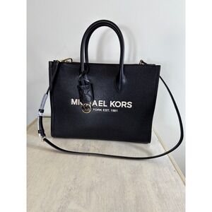 Michael Kors Mirella Tote Bag Black Pebbled Leather Handbag Purse‎ New With Tag